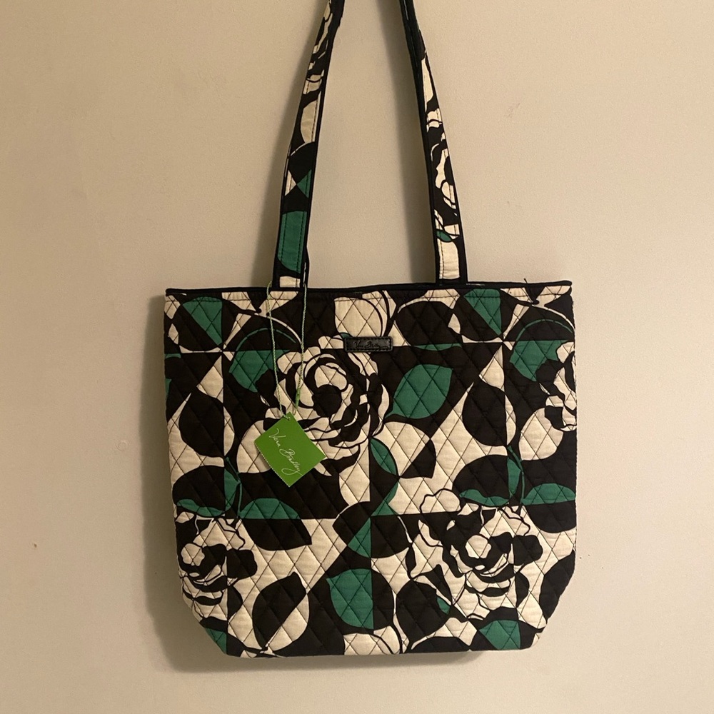 Vera Bradley Black and Green Floral Tote Bag